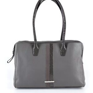 COLE HAAN Large Gray Leather Tote